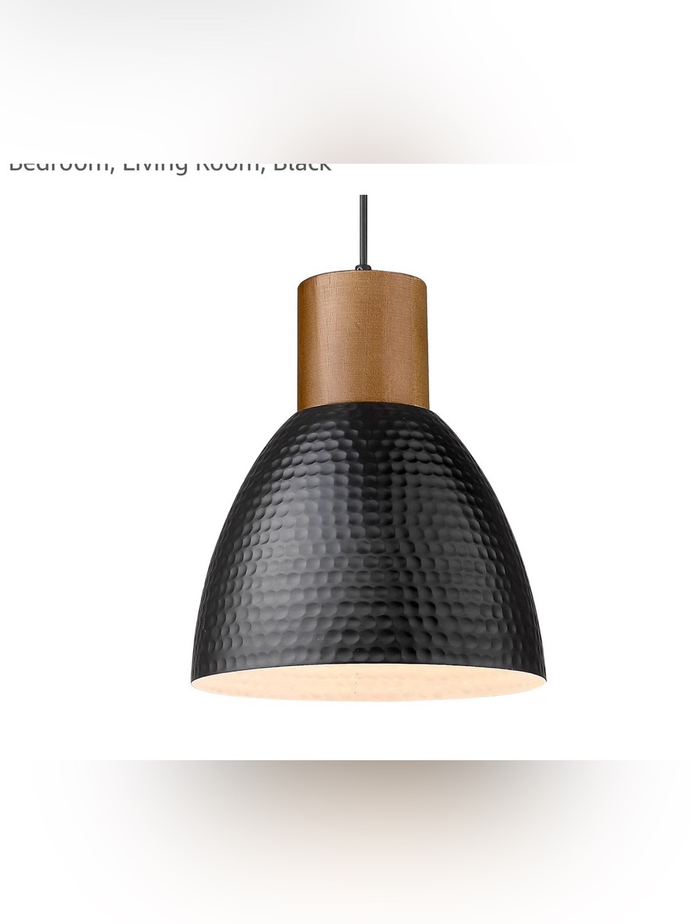 ELYONA Hammered Pendant Light, 10.2” Industrial Hanging Lamp with Solid Wood & M